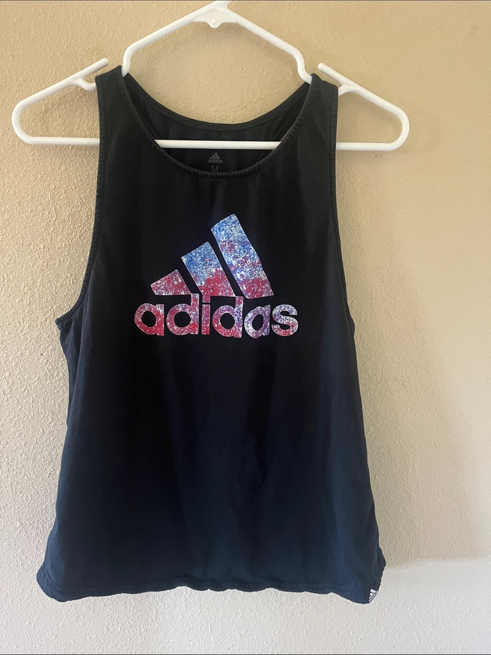 adidas Black Tank with Pink and Blue Galaxy Logo